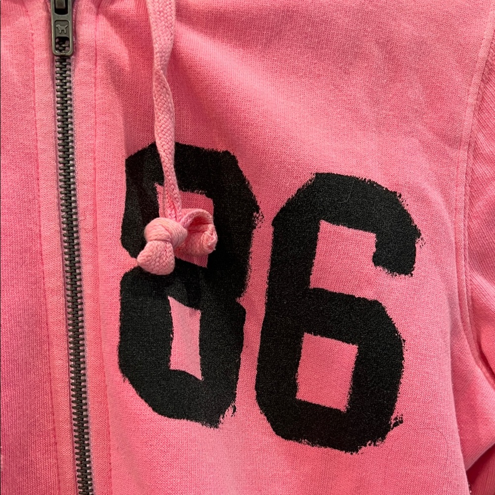 Victoria’s Secret PINK Pink Zip Hoodie Jacket with Heart & 86 Graphic RARE - Picture 3 of 8